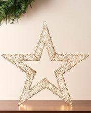 Pre-Lit Beaded Gold Star, 50 cm