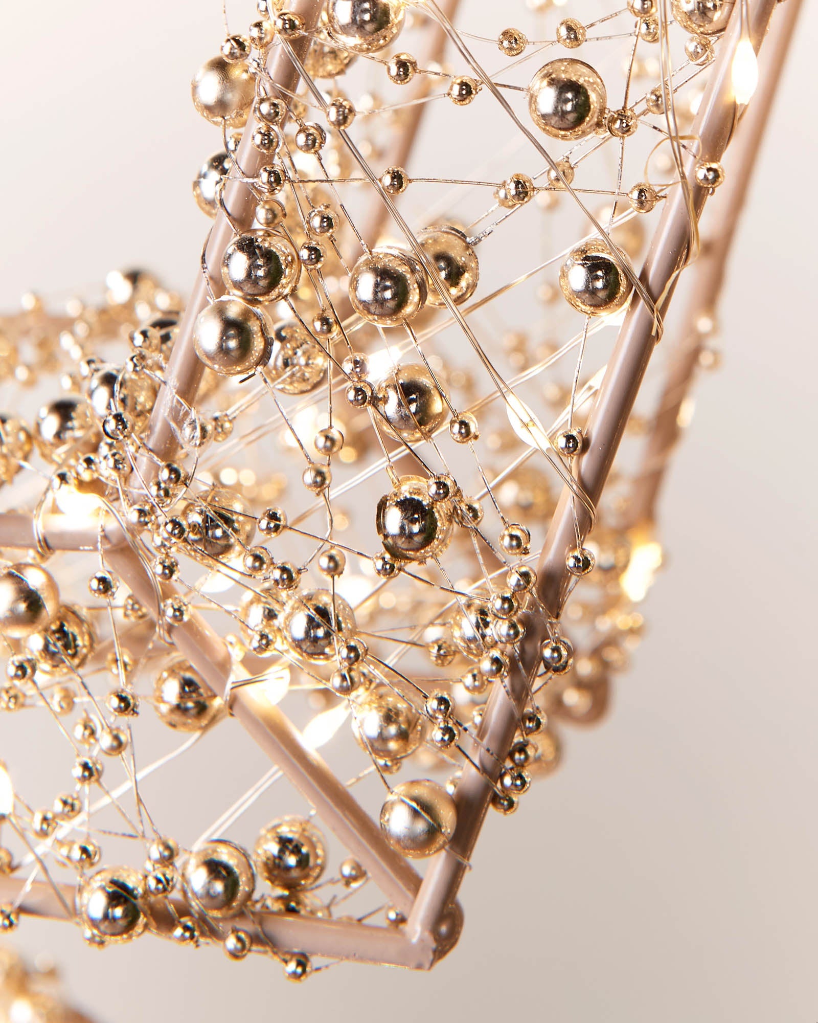 Pre-Lit Beaded Gold Star, 50 cm