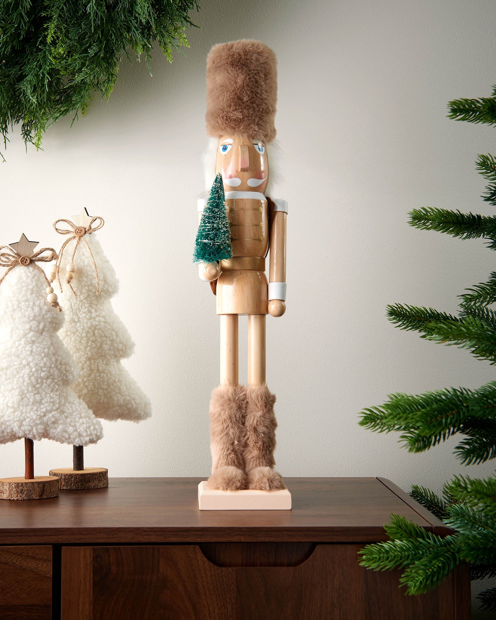 Pre-Lit Wooden Nutcracker, 50 cm