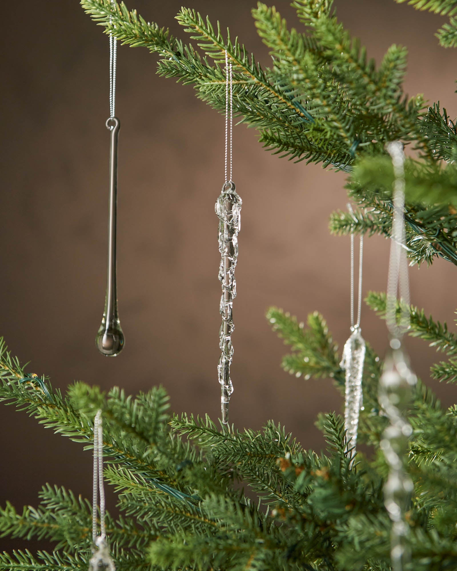 Set of 20 Frosted Glass Icicle Decorations
