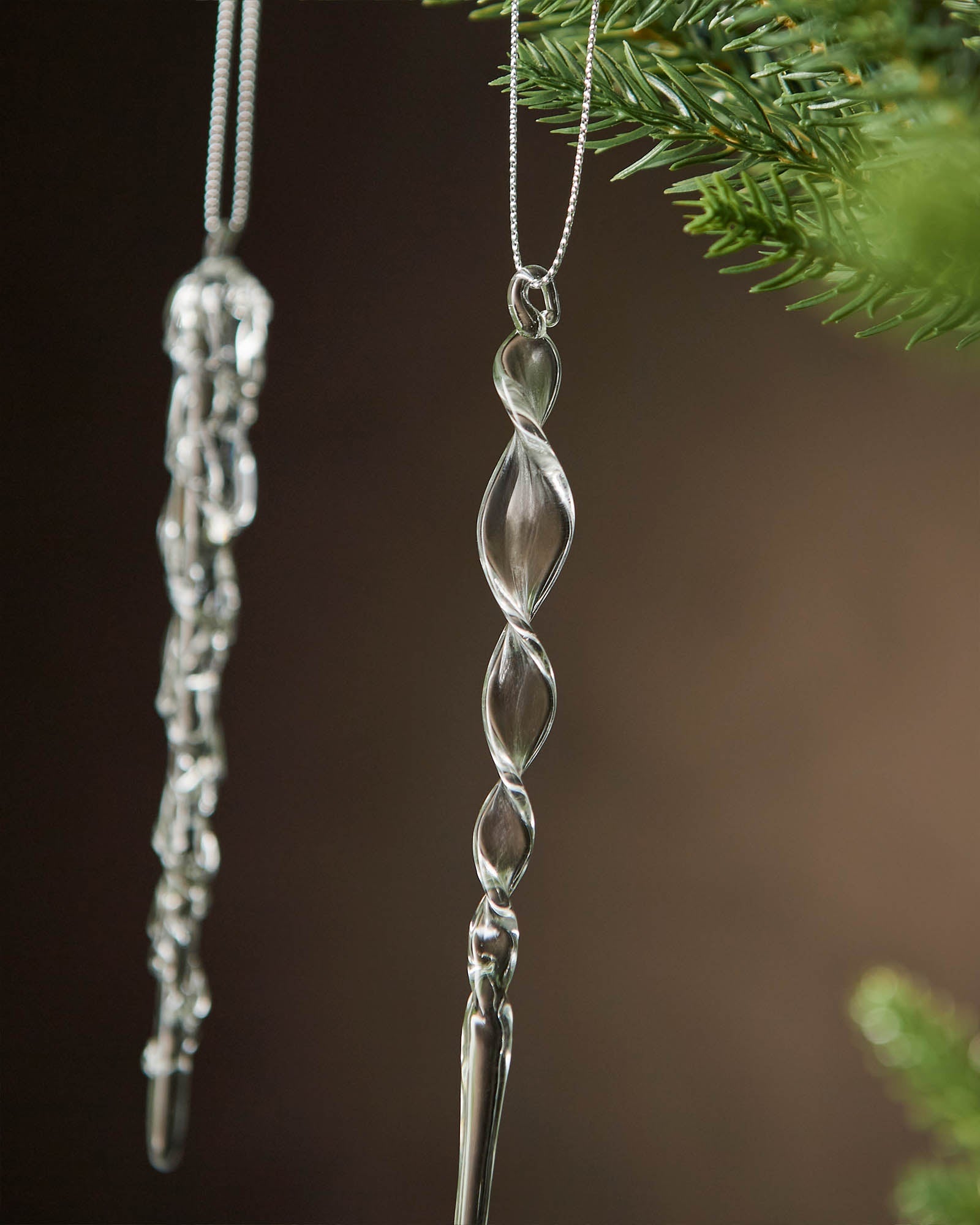 Set of 20 Frosted Glass Icicle Decorations