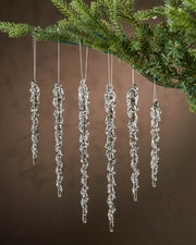 Set of 6 Melting Glass Icicles, 25 cm