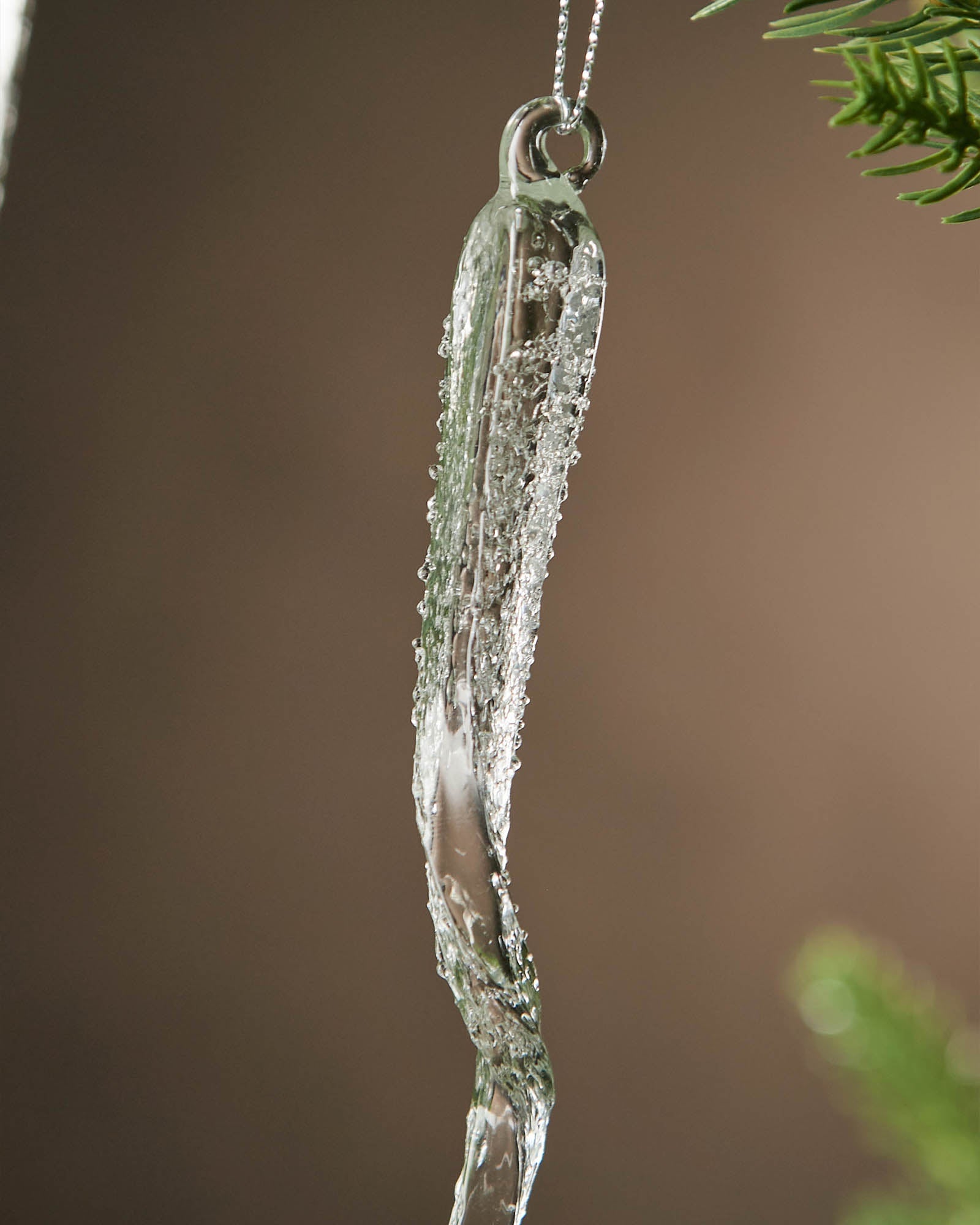Set of 6 Frosted Glass Icicles, 25 cm