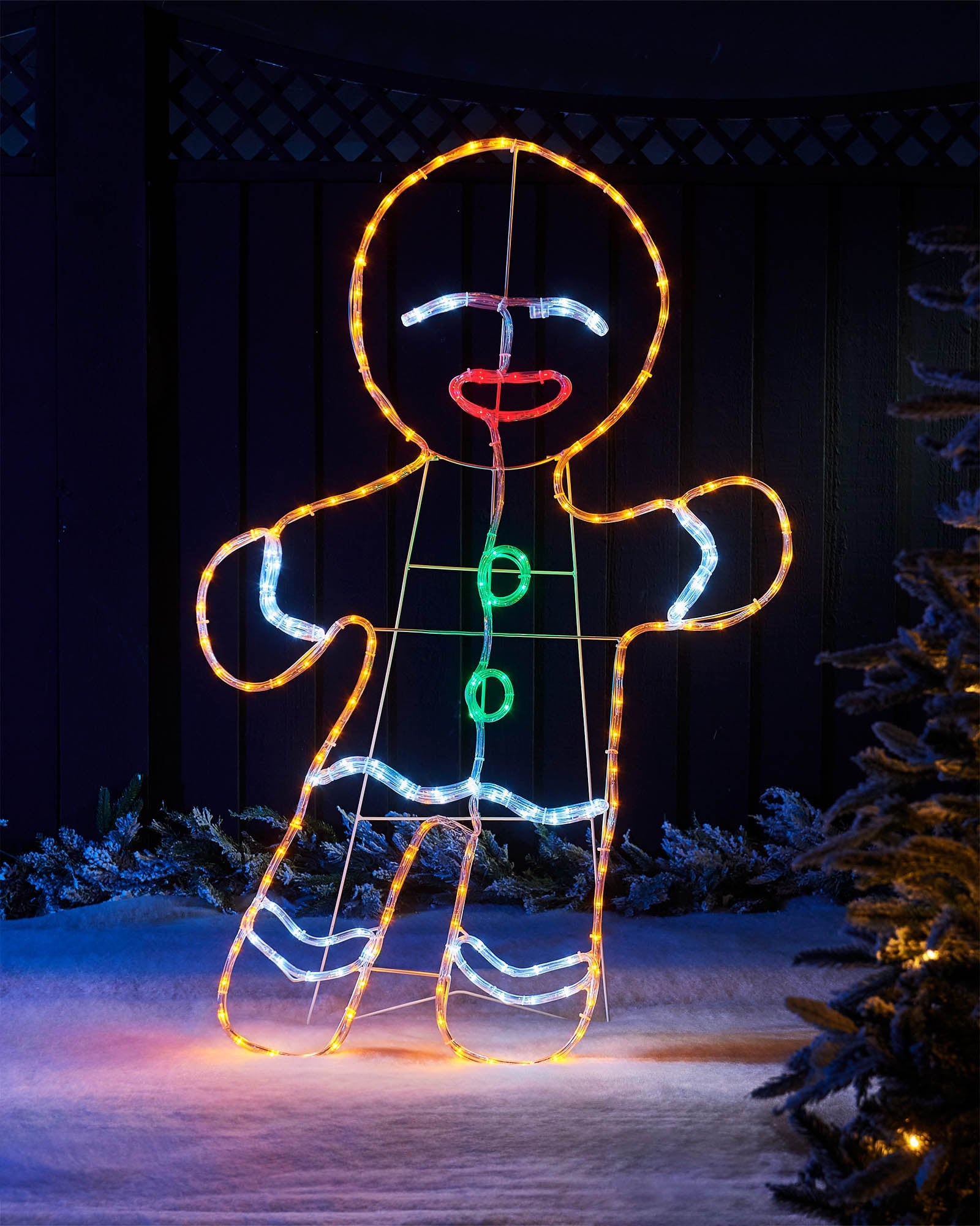 2D Gingerbread Man Rope Light, Silhouette, 117 cm