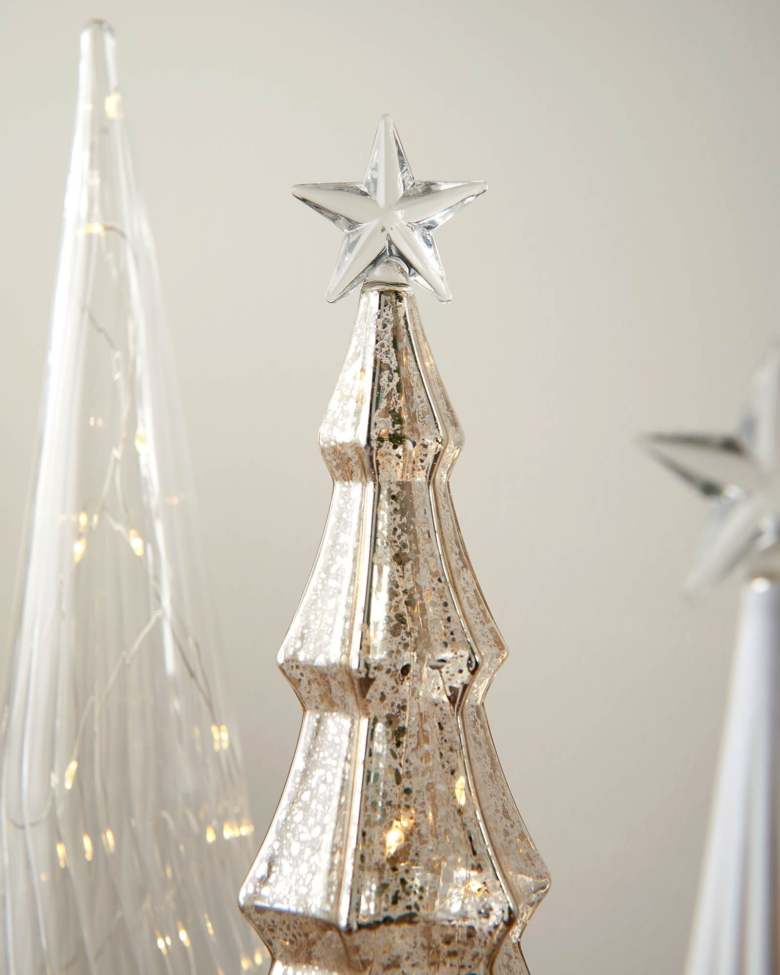 Set of 3 Pre-Lit Glass Christmas Tree Ornaments, 35 cm