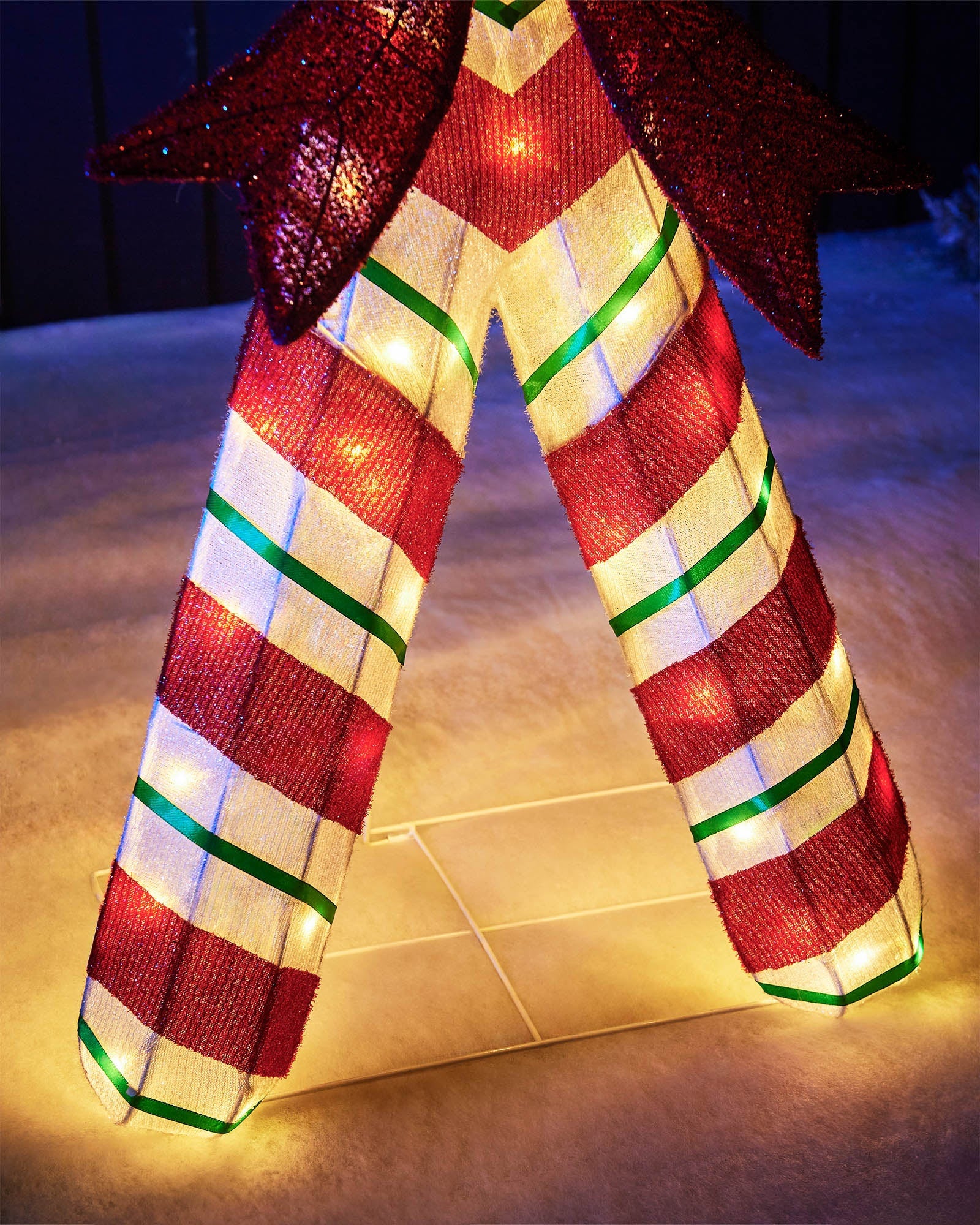 Pre-Lit 3D Candy Cane, 100 cm