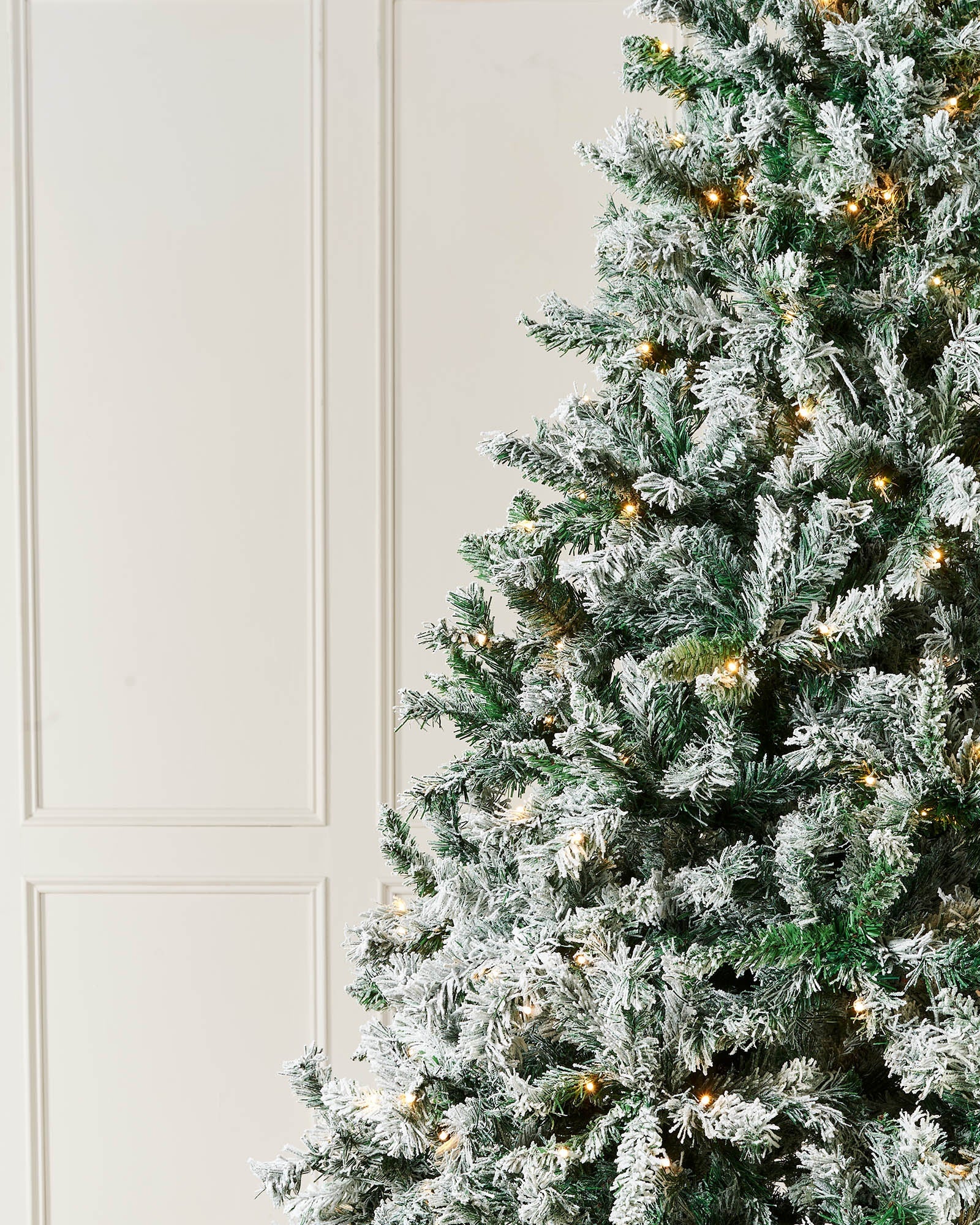 Pre-Lit Snow Flocked Mixed Pine Christmas Tree, 9 ft