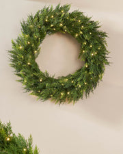 Pre-Lit Cypress Garland and Wreath