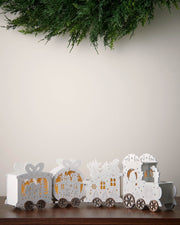 Pre-Lit Wooden Train Decoration, 50 cm