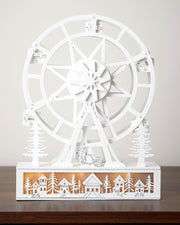 Pre-Lit Animated Wooden Ferris Wheel, 26 cm