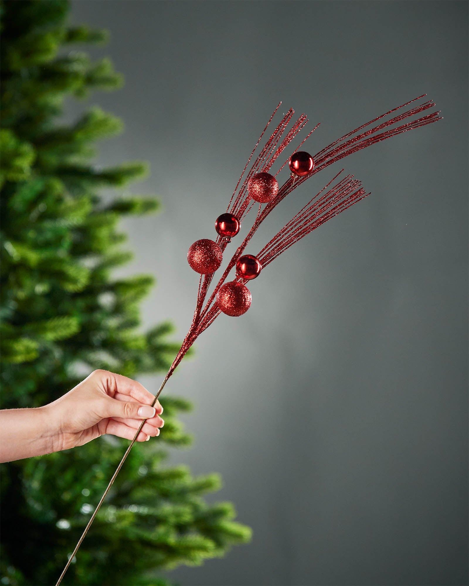 Glitter Bauble Spray, Red, 72 cm