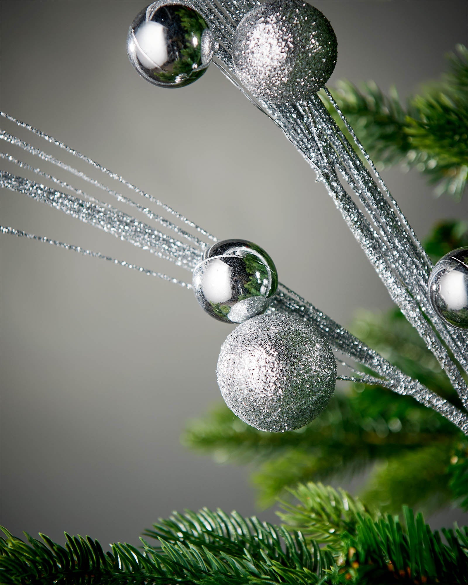 Glitter Bauble Spray, Silver, 72 cm