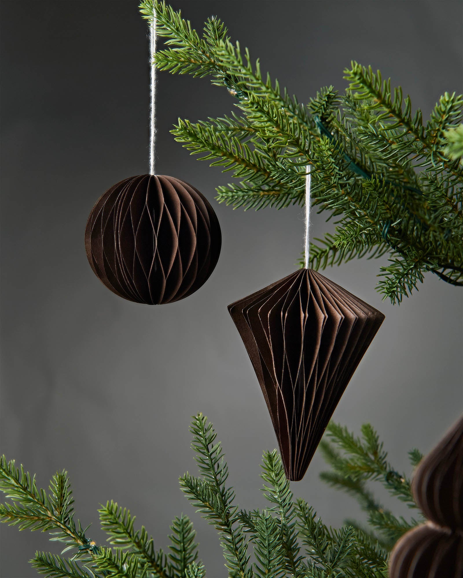 Set of 12 Paper Decorations, Espresso, 10 cm