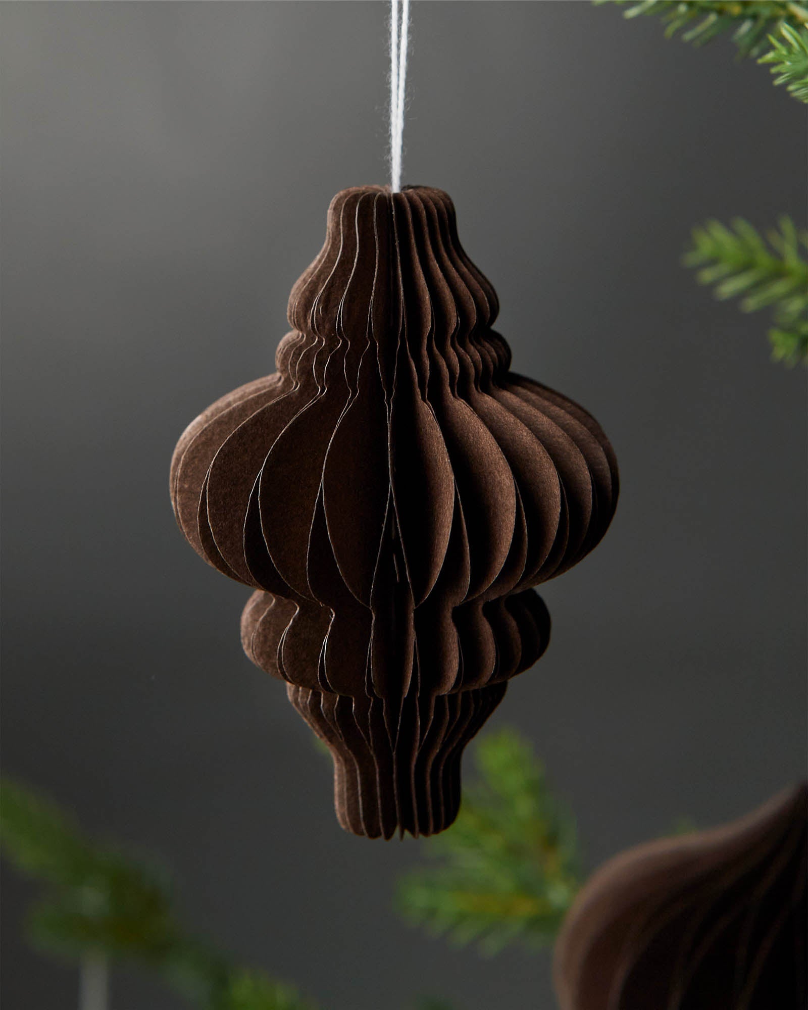 Set of 12 Paper Decorations, Espresso, 10 cm