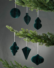 Set of 12 Paper Decorations, Sage Green, 10 cm