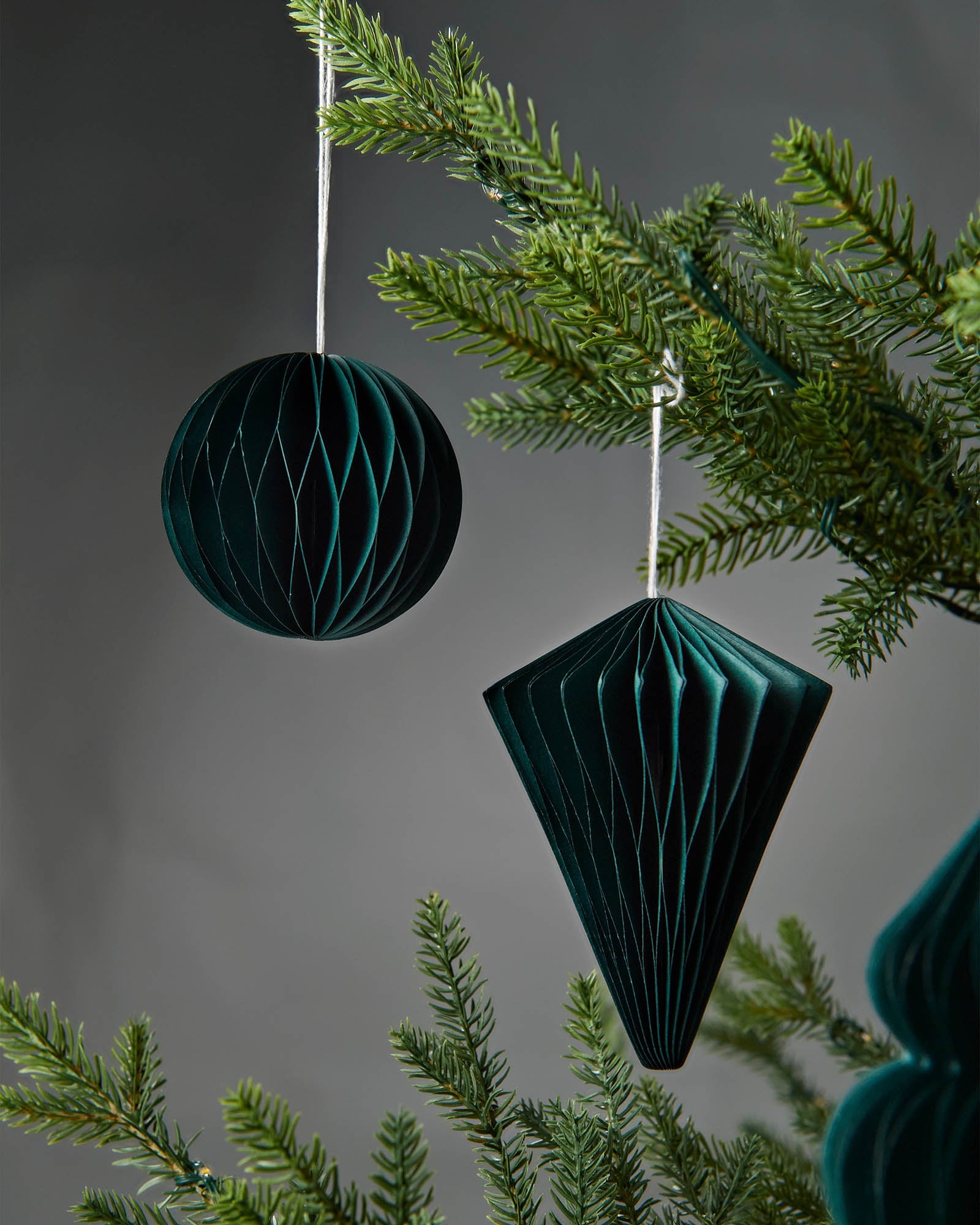 Set of 12 Paper Decorations, Sage Green, 10 cm