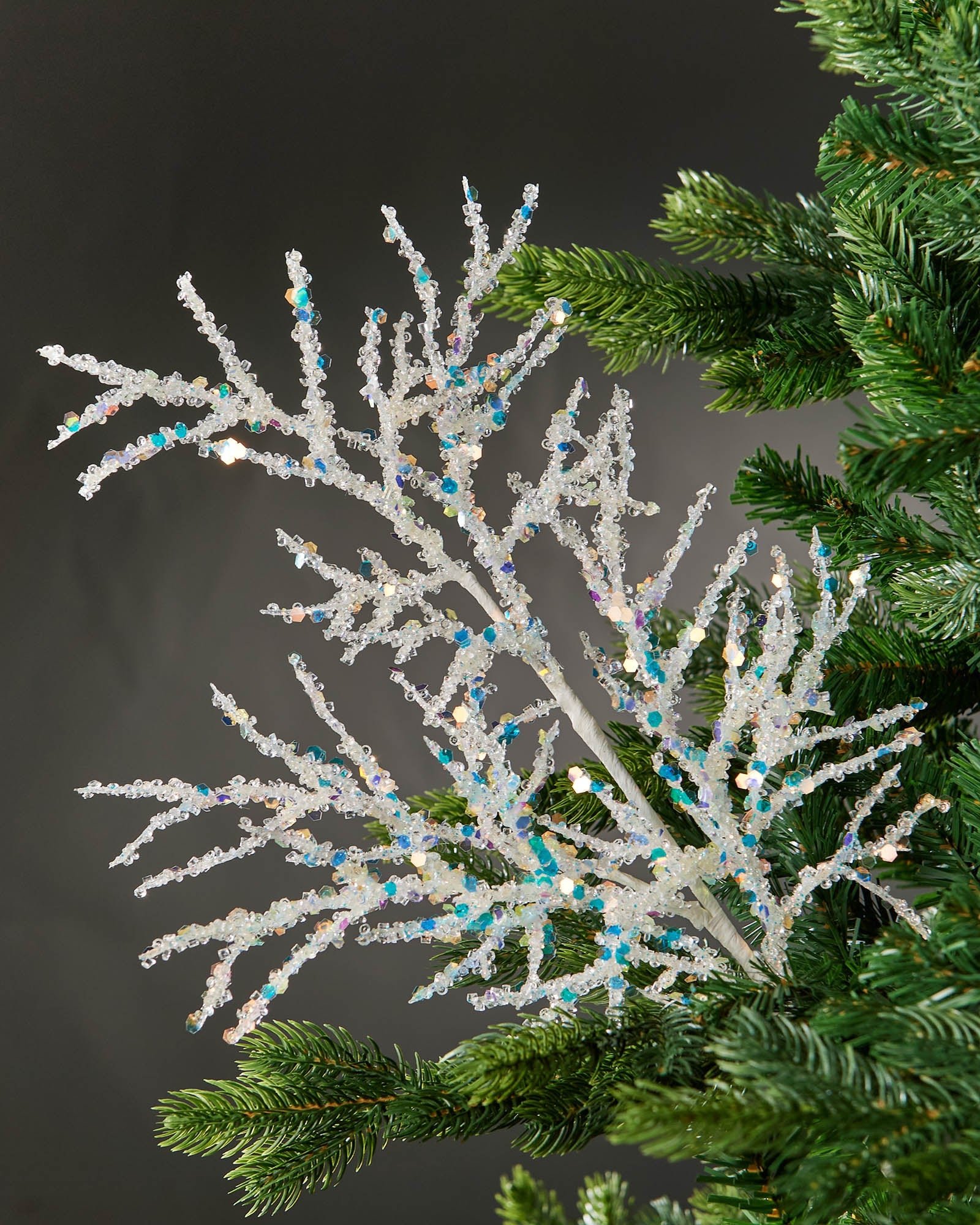 Beaded Crystal Spray, White, 65 cm