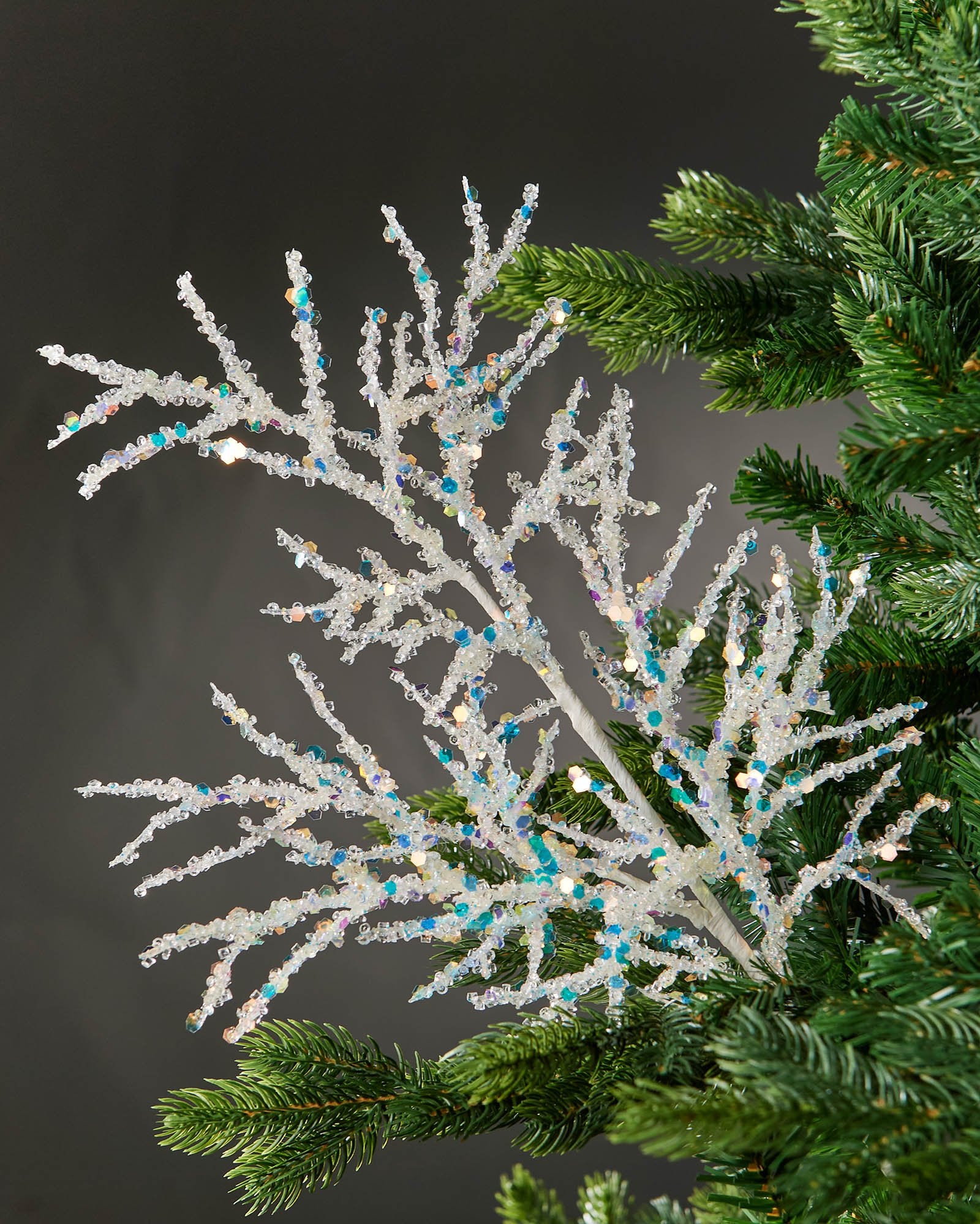 Beaded Crystal Spray, White, 65 cm