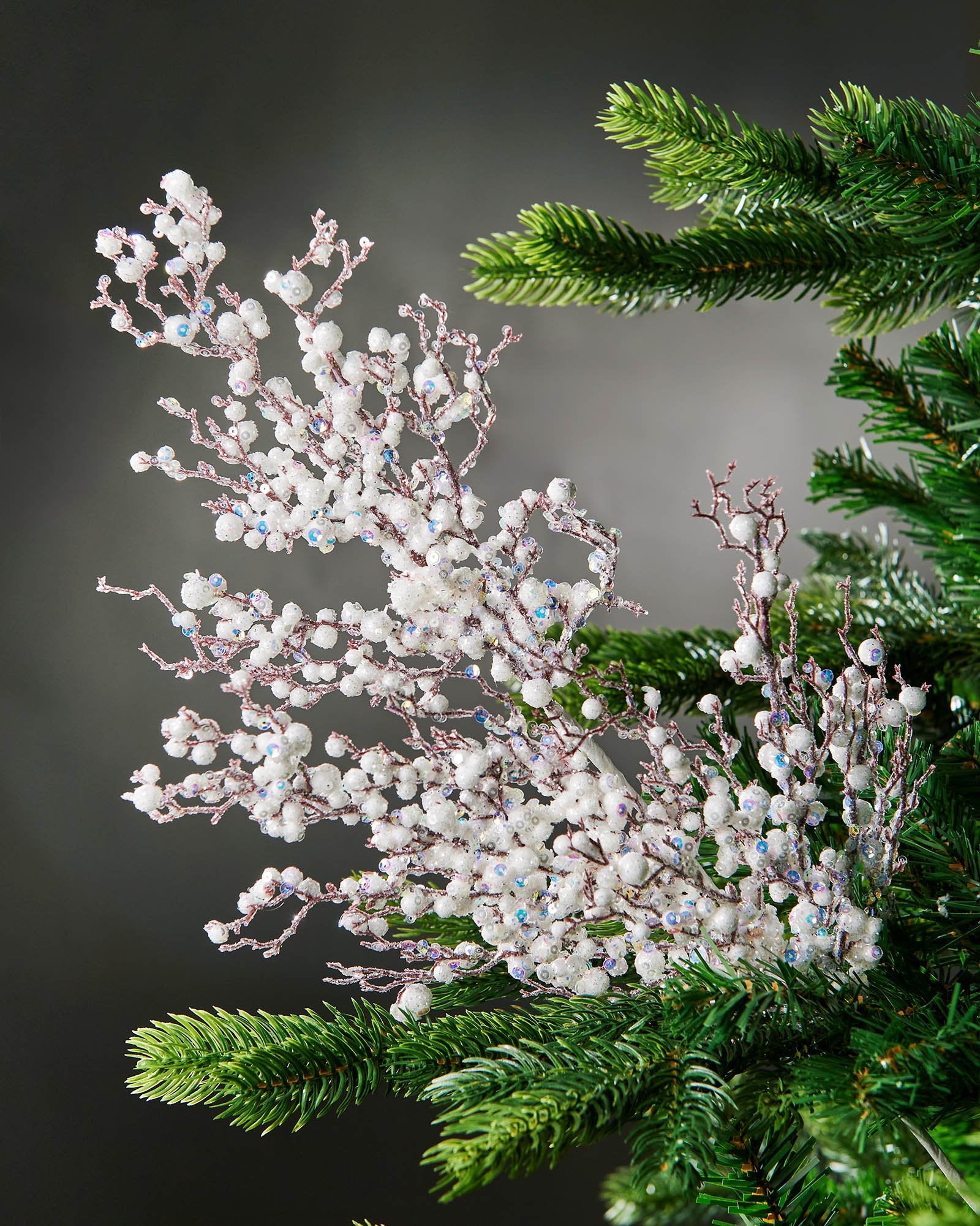 Pearls Crystal Spray, White, 63 cm