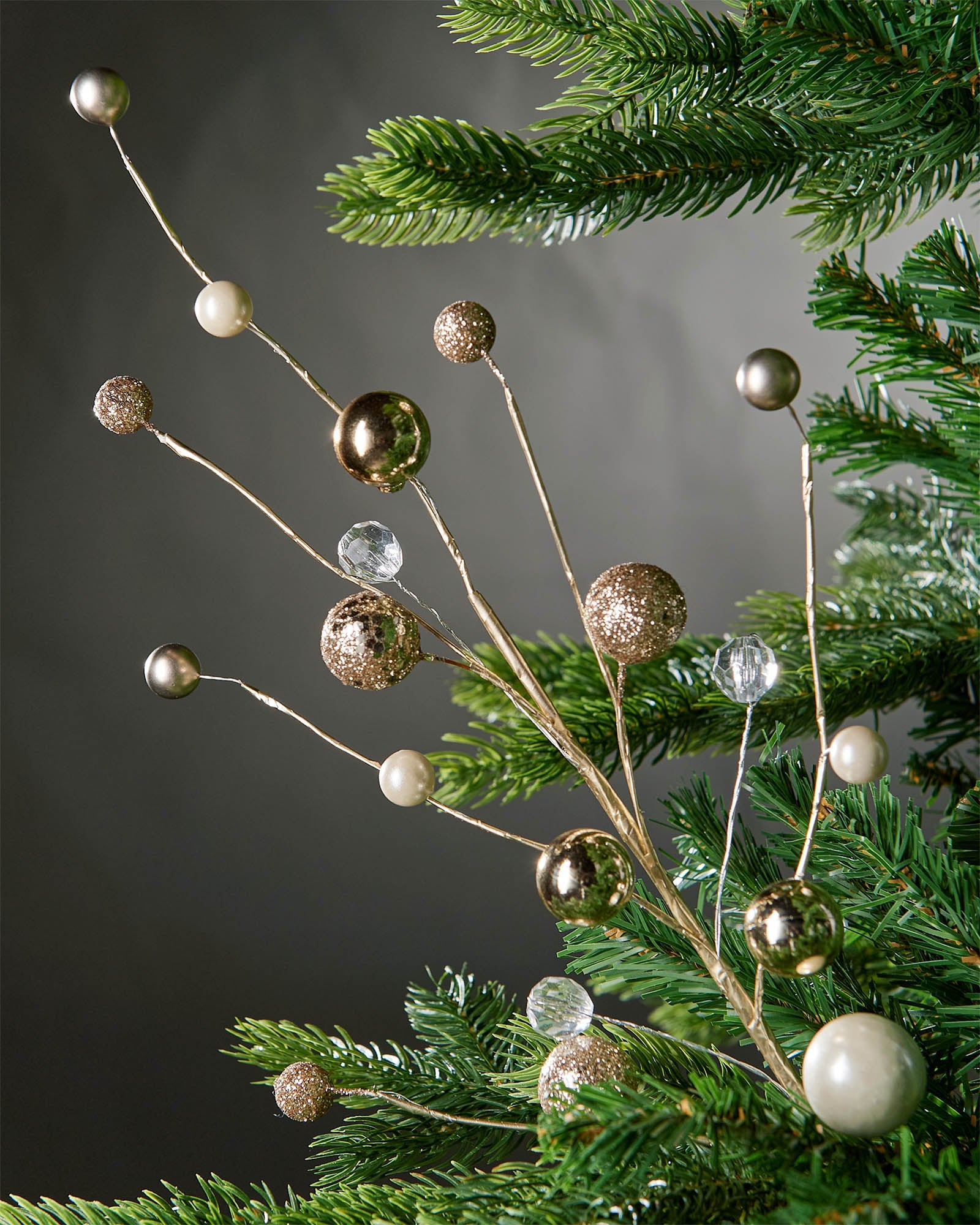 Bauble & Jewelled Spray, Gold, 69 cm