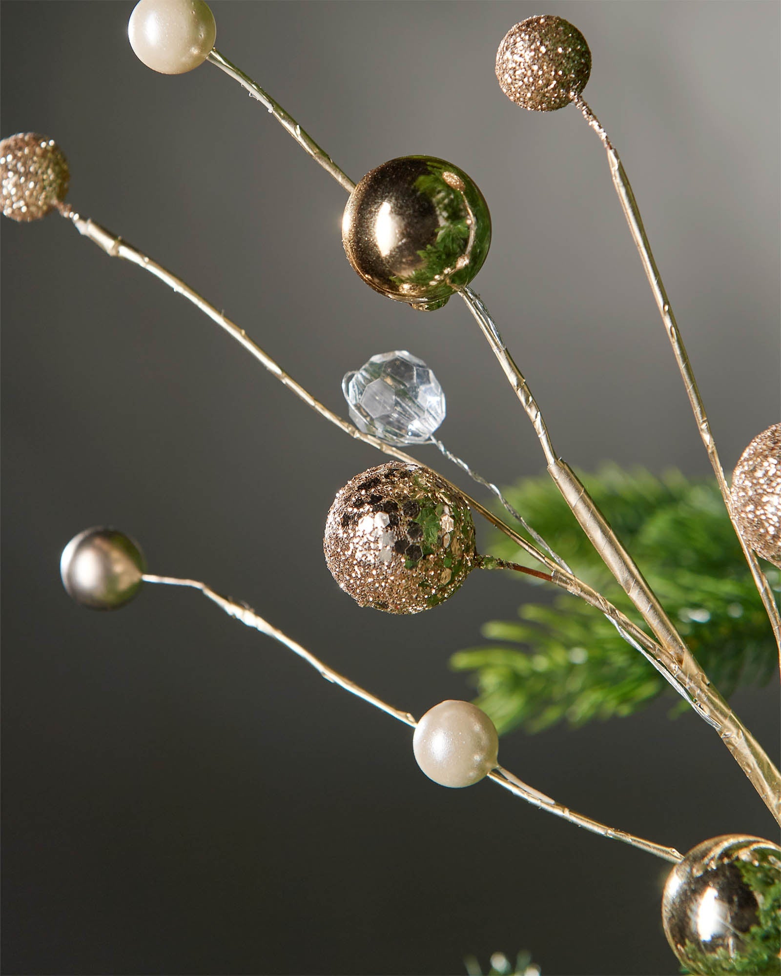 Bauble & Jewelled Spray, Gold, 69 cm