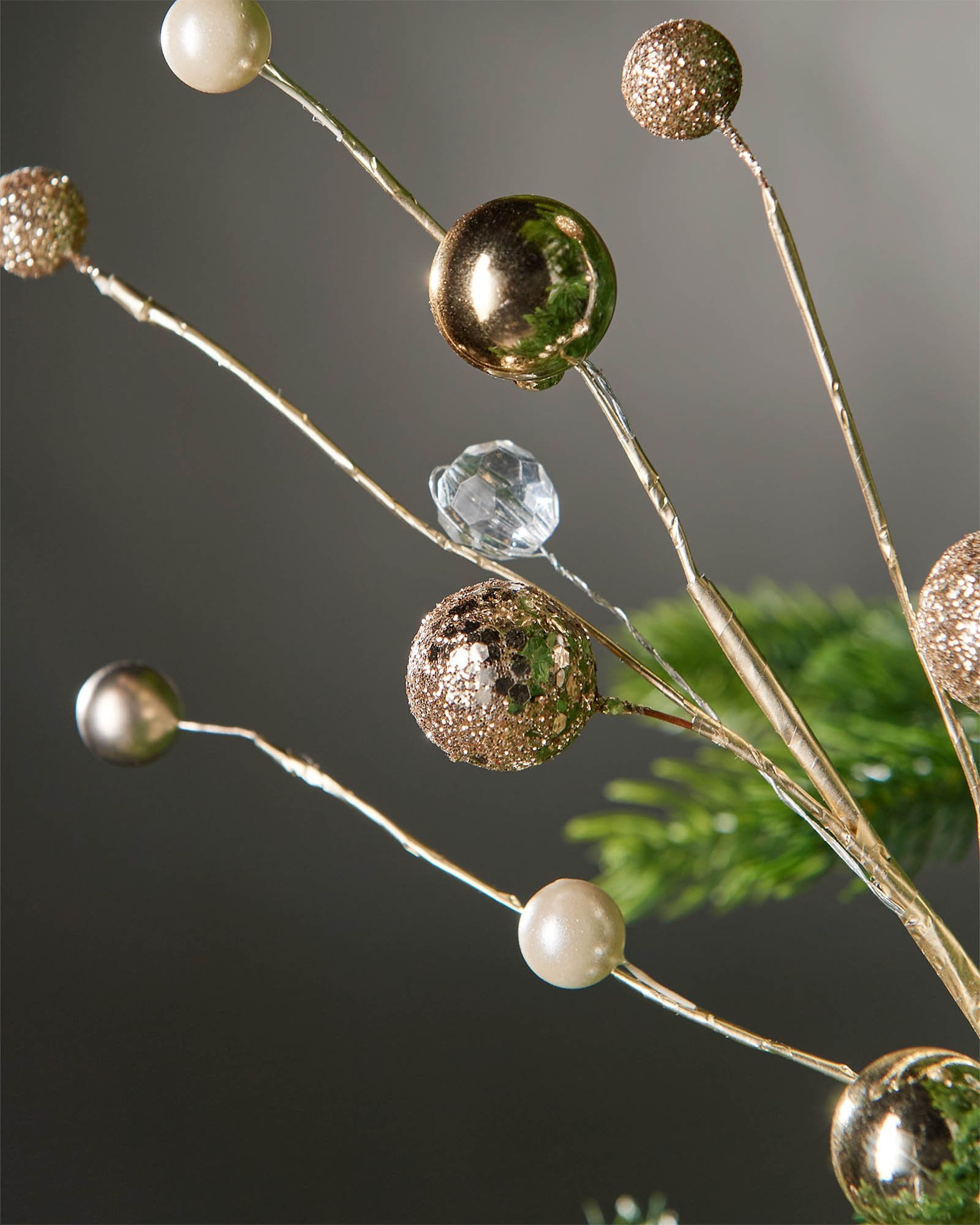 Bauble & Jewelled Spray, Gold, 69 cm