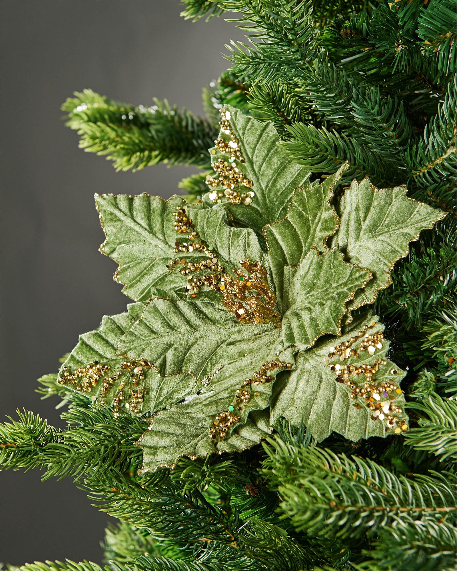 Sage Green Artificial Poinsettia Flower, 28 cm