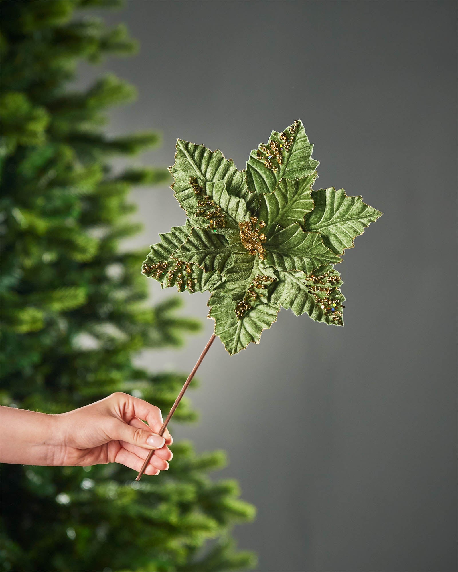 Sage Green Artificial Poinsettia Flower, 28 cm