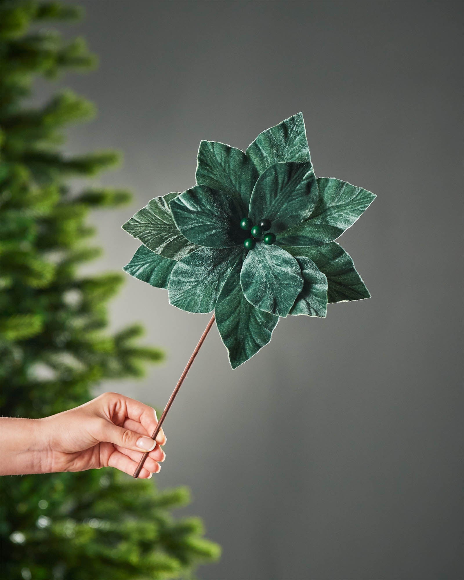 Sage Green Artificial Poinsettia Flower, 26 cm