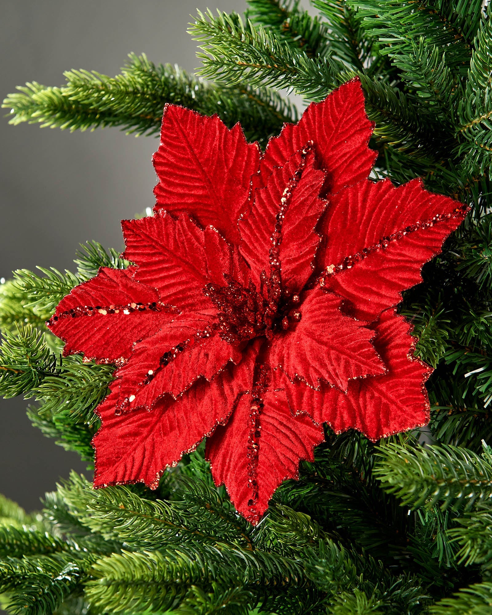 Red Artificial Poinsettia Flower, 28 cm