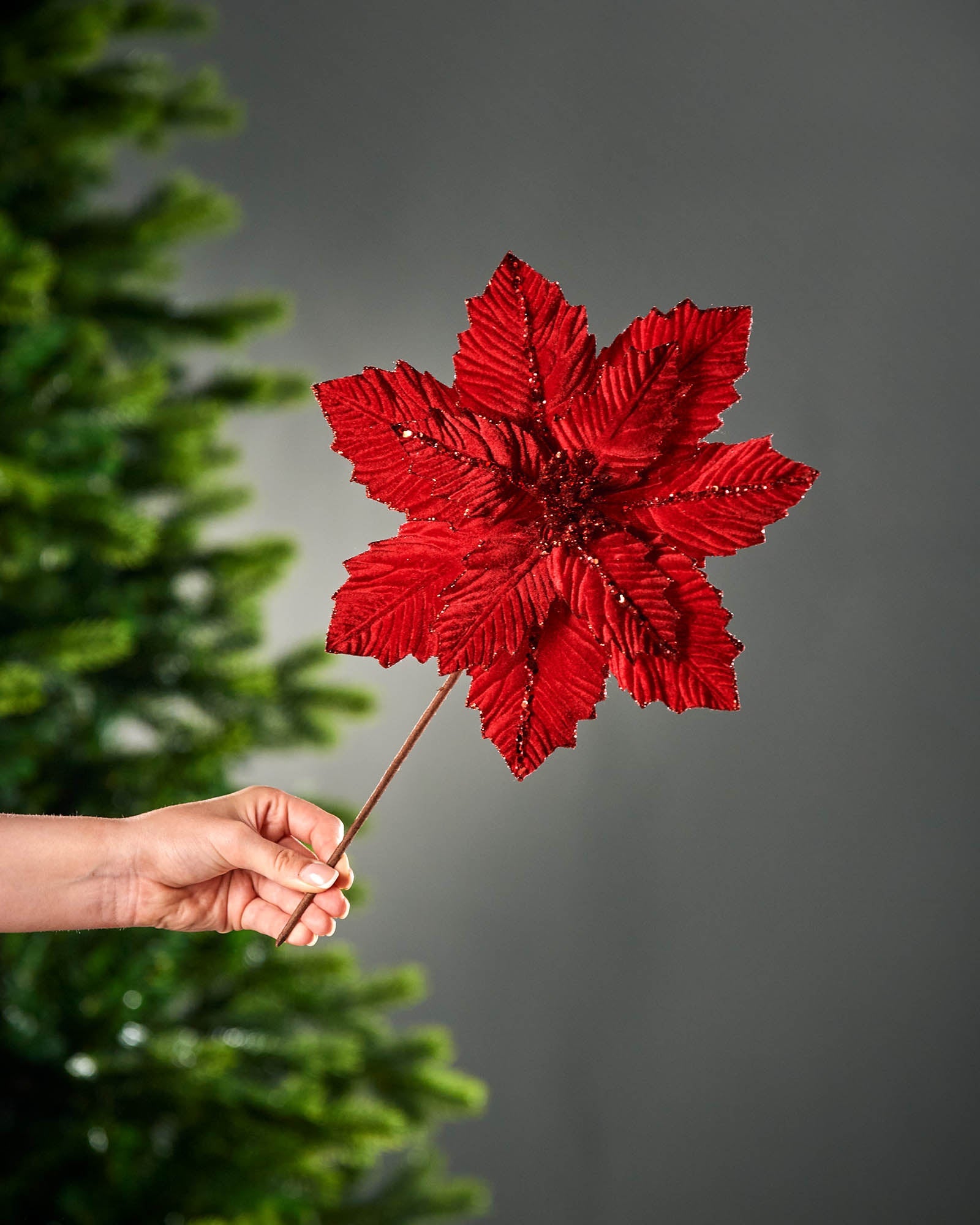 Red Artificial Poinsettia Flower, 28 cm