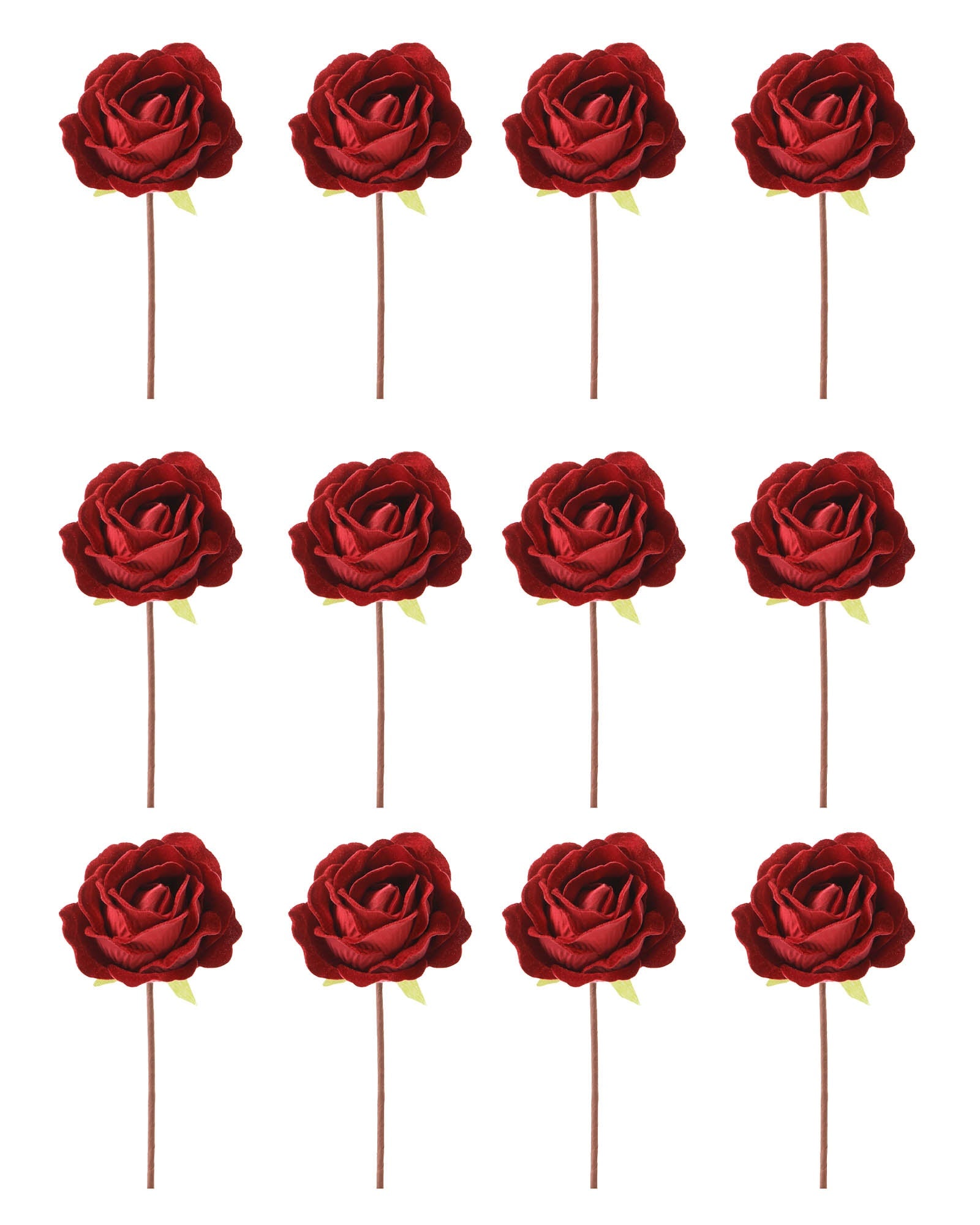 Set of 12 Artificial Roses, 10 cm