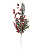 Frosted Berries & Pinecones Pick, 40 cm