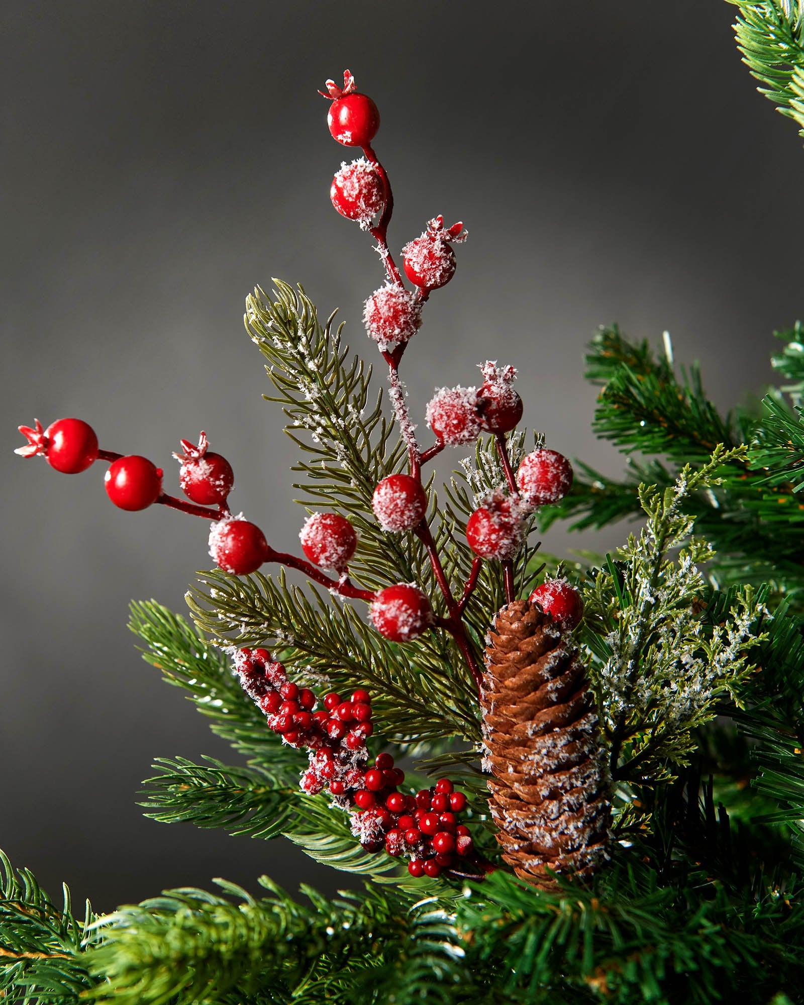 Frosted Berries & Pinecones Pick, 40 cm