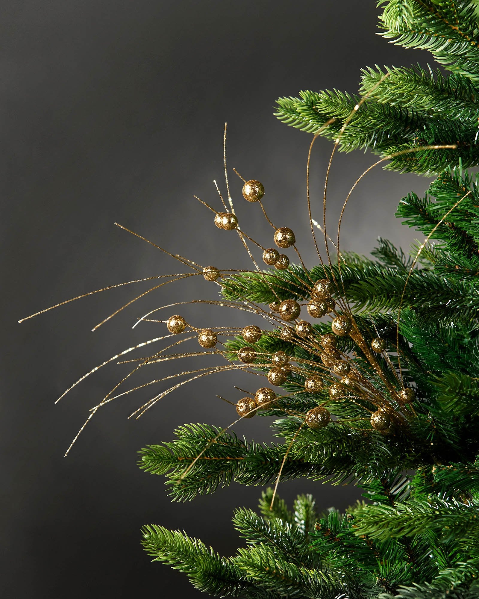 Glitter Berry Spray, Gold, 80 cm