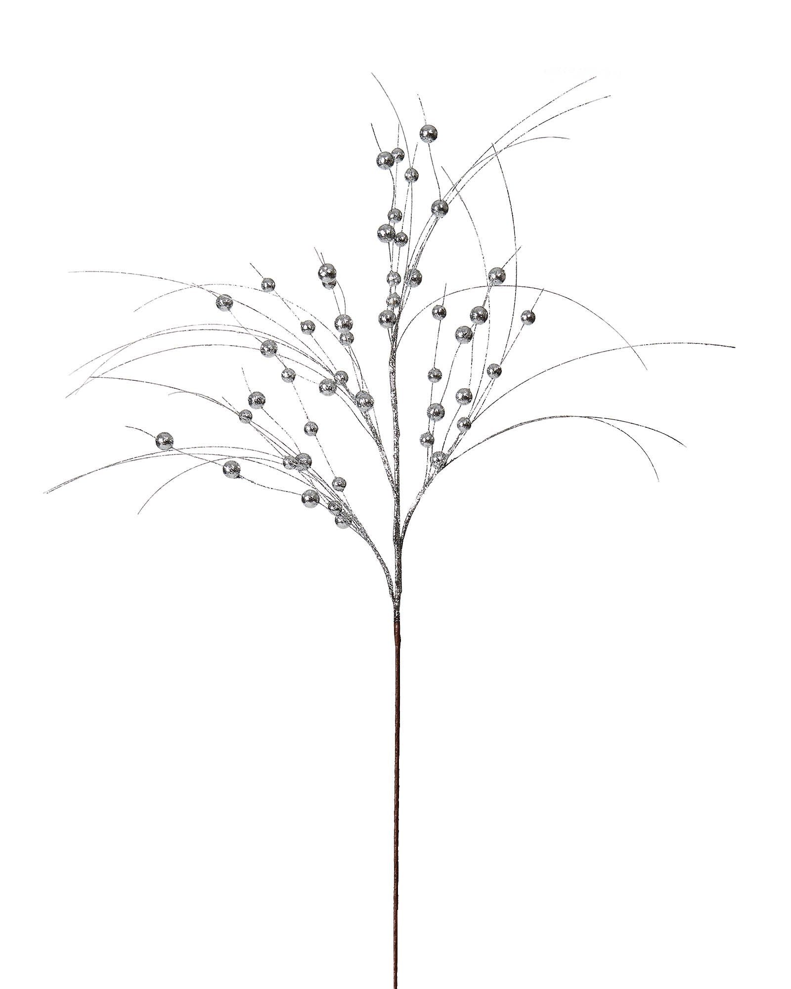 Glitter Berry Spray, Silver, 80 cm