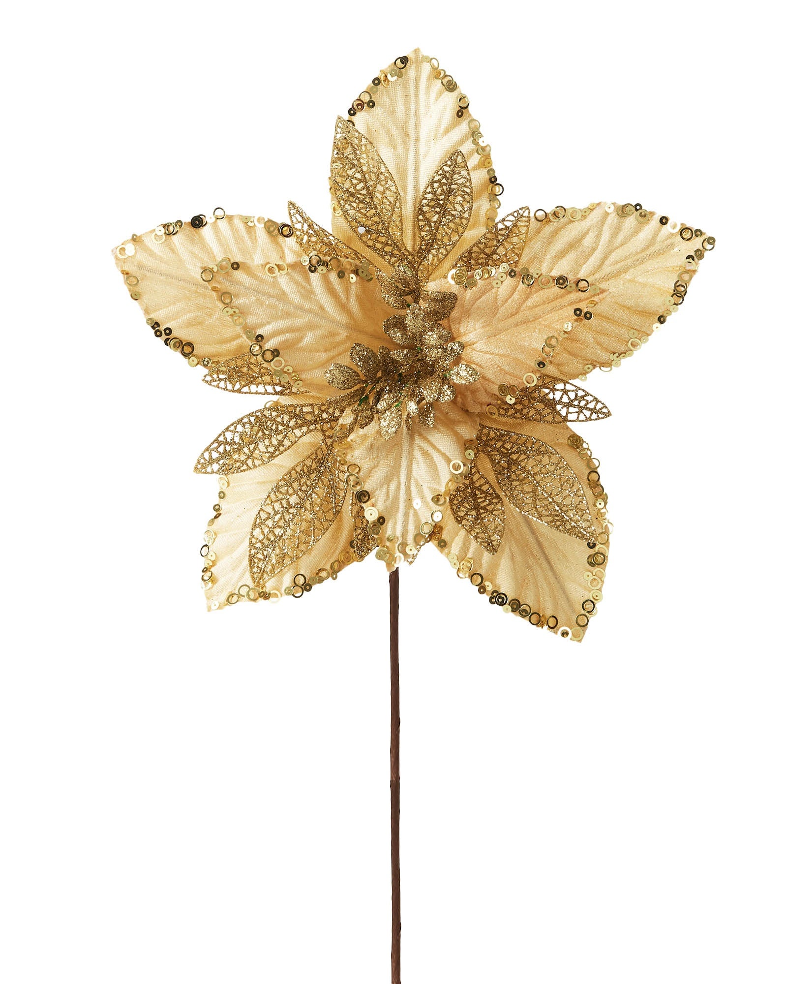 Gold Artificial Poinsettia Flower, 28 cm