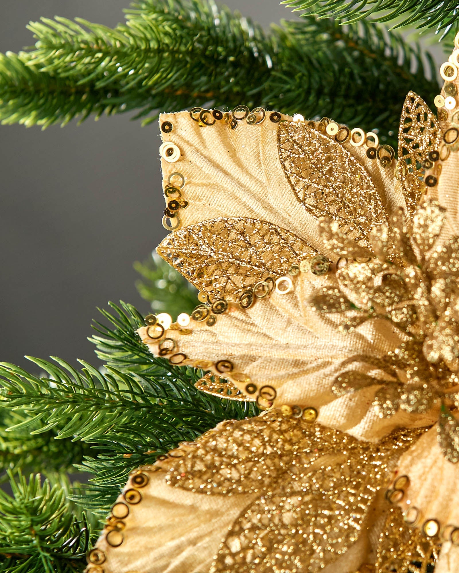 Gold Artificial Poinsettia Flower, 28 cm