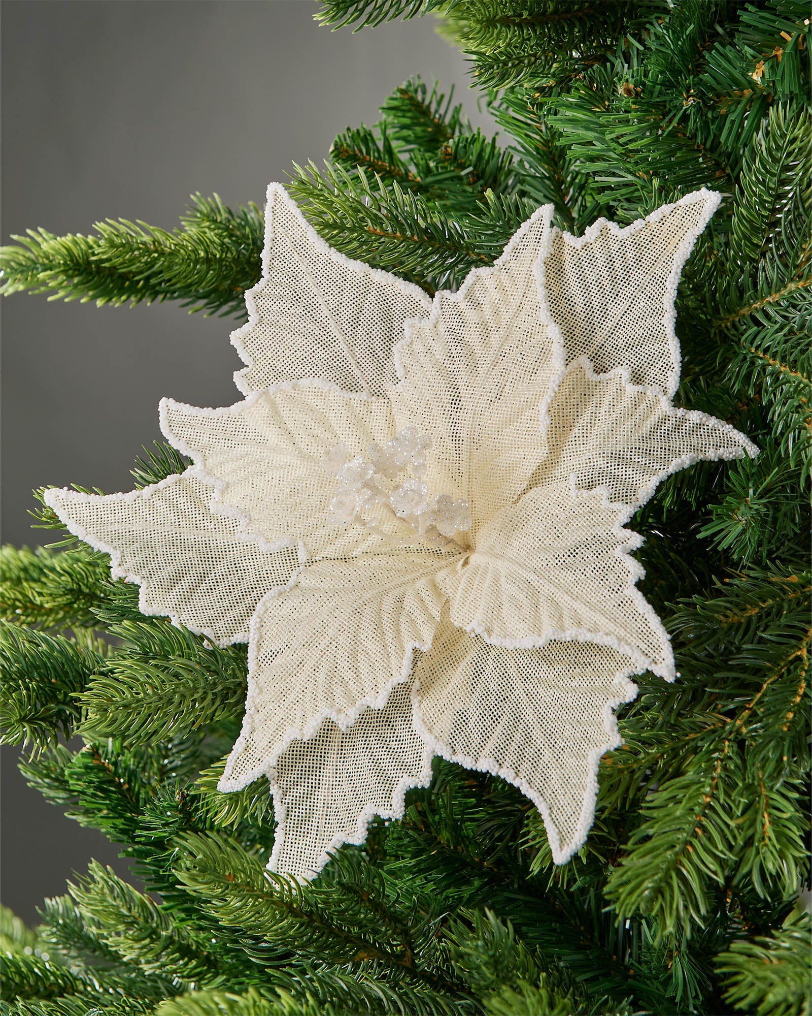 Ivory Artificial Poinsettia Flower, 30 cm