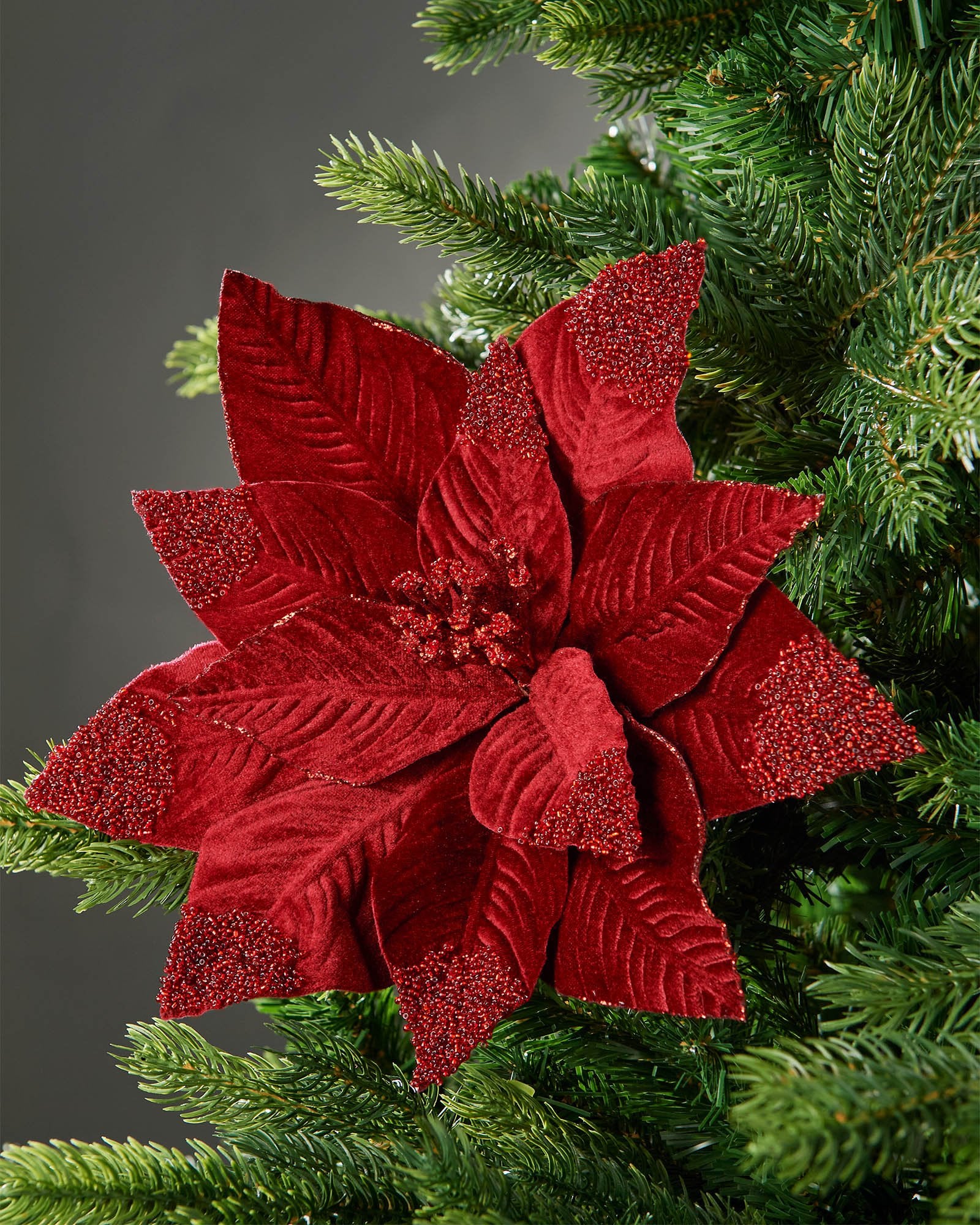 Burgundy Artificial Poinsettia Flower, 32 cm