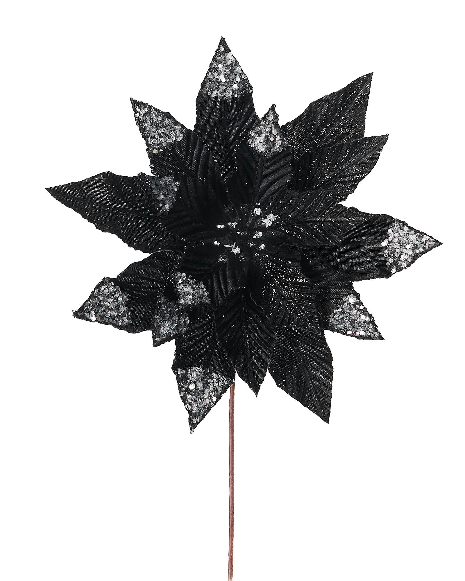 Black Artificial Poinsettia Flower, 28 cm