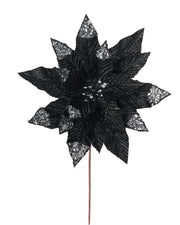 Black Artificial Poinsettia Flower, 28 cm