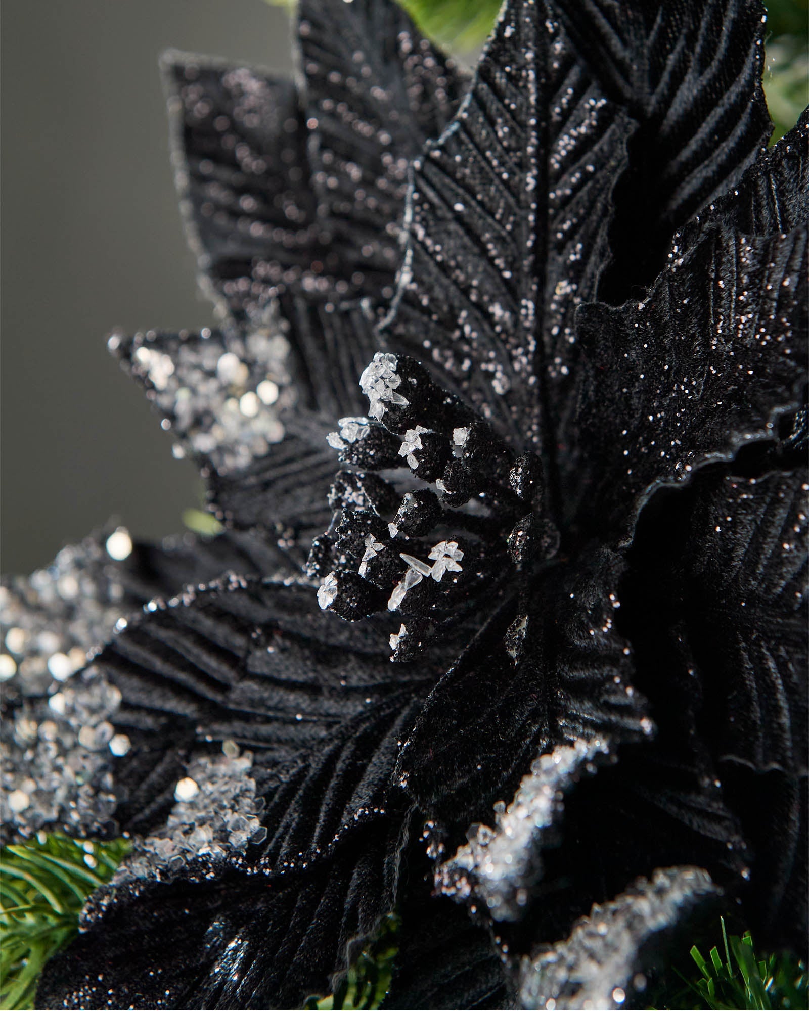 Black Artificial Poinsettia Flower, 28 cm