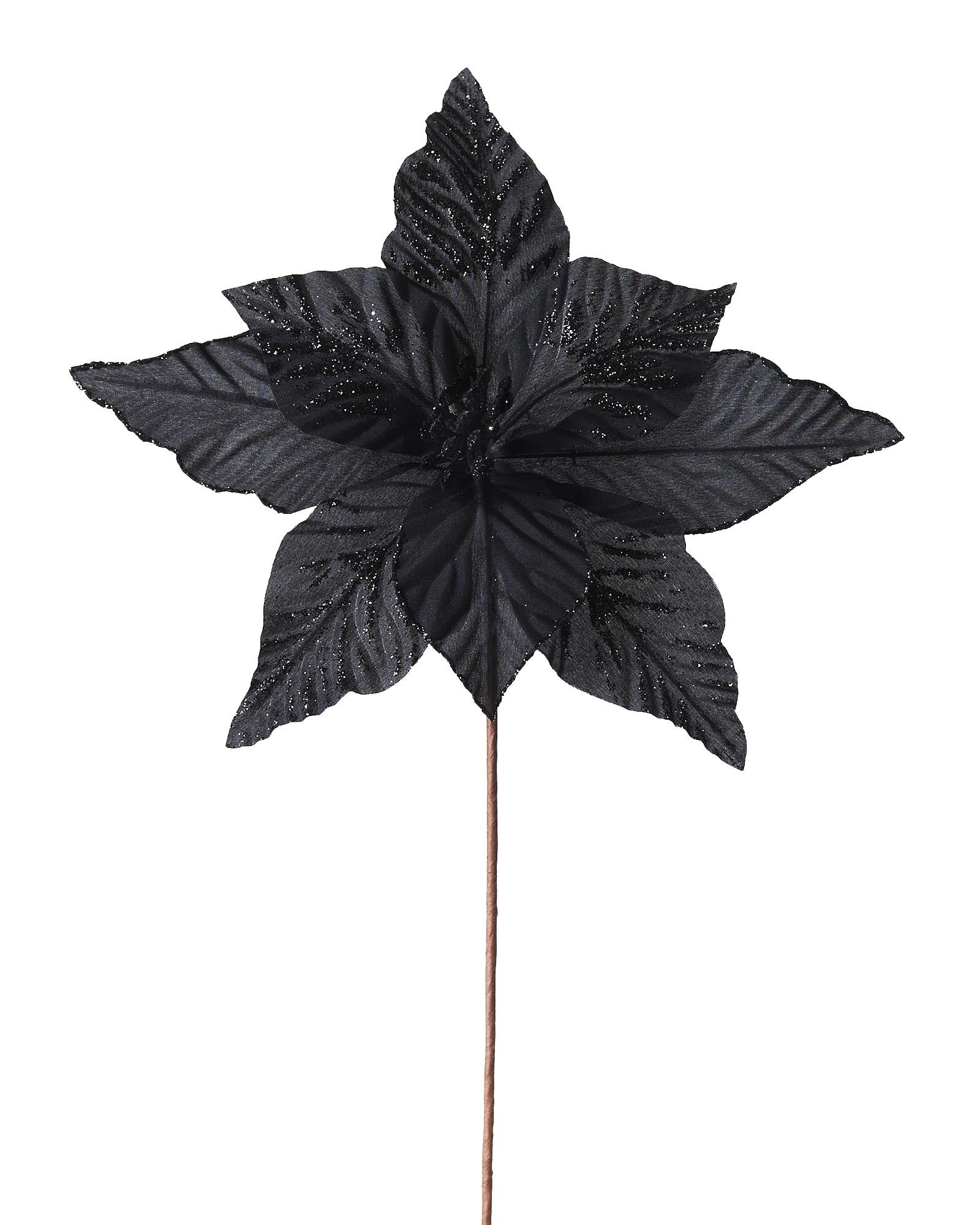 Black Artificial Poinsettia Flower, 25 cm