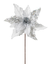 Silver Artificial Poinsettia Flower, 30 cm