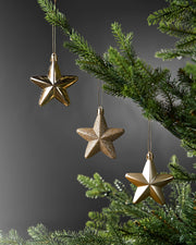 Set of 12 Hanging Stars, Gold, 7 cm