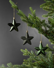 Set of 12 Hanging Stars, Sage Green, 7 cm