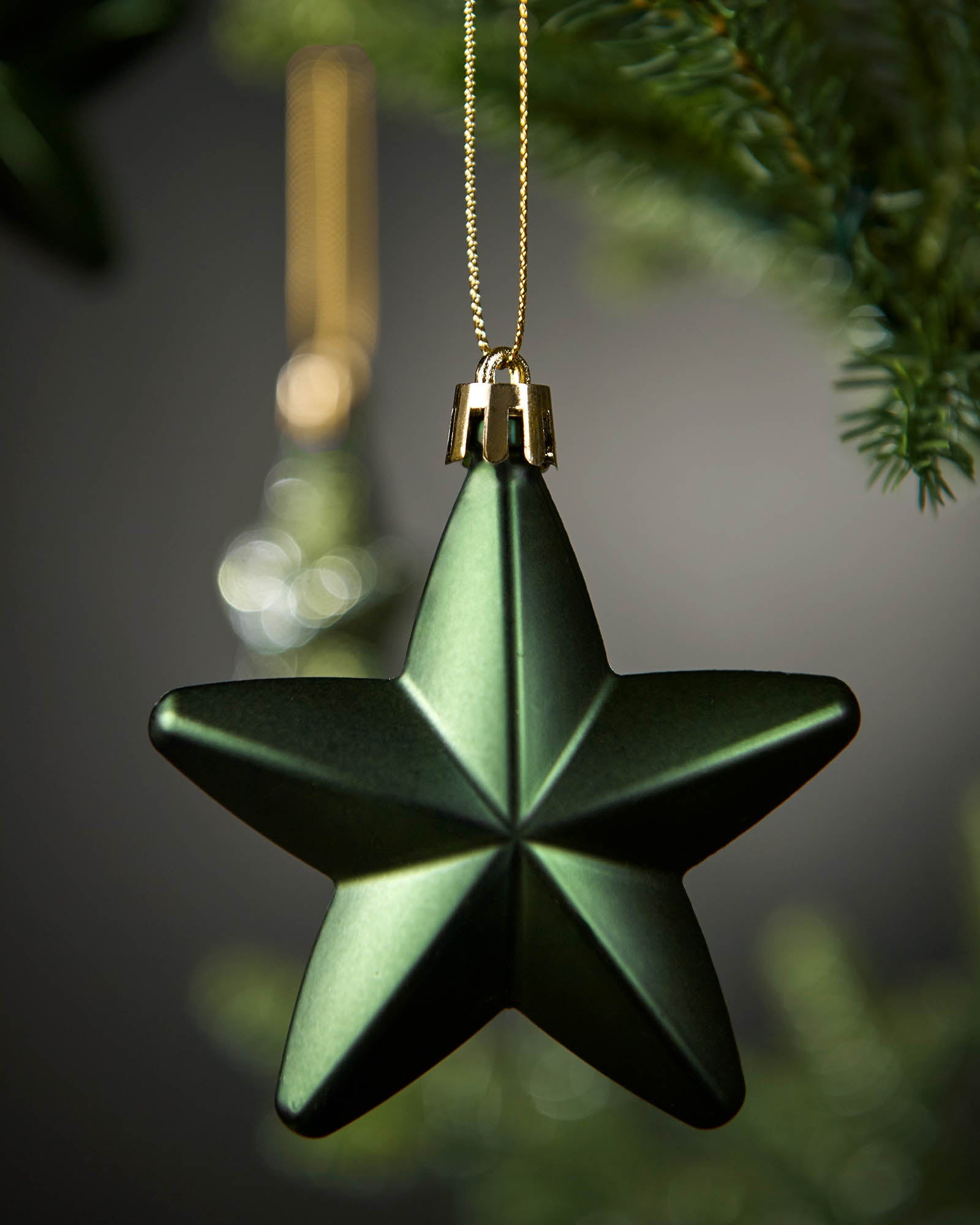 Set of 12 Hanging Stars, Sage Green, 7 cm