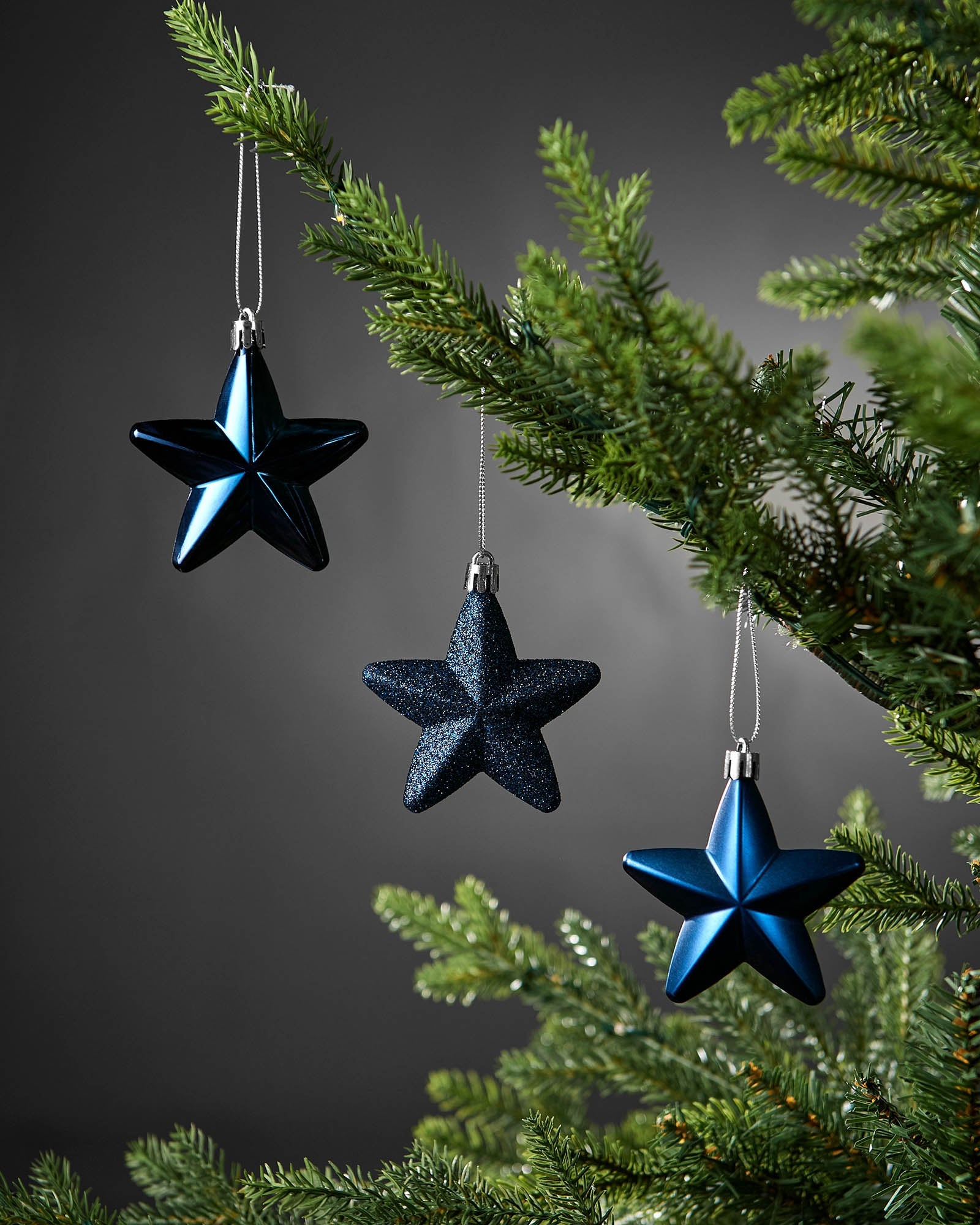 Set of 12 Hanging Stars, Navy, 7 cm