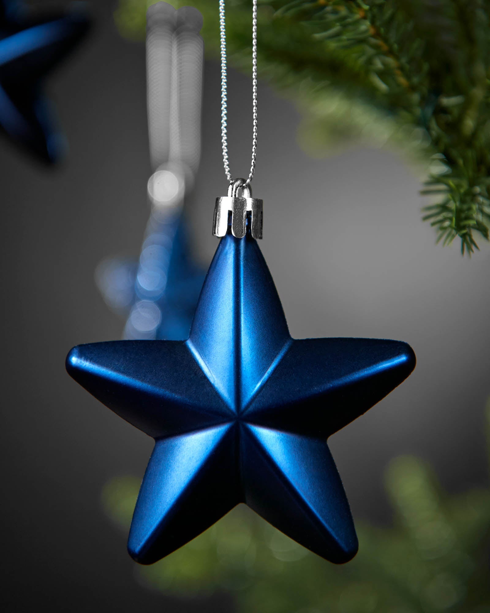 Set of 12 Hanging Stars, Navy, 7 cm